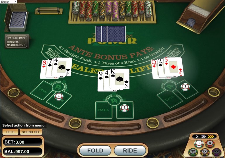 Drei-Karten-Poker in einem Online-Kasino
