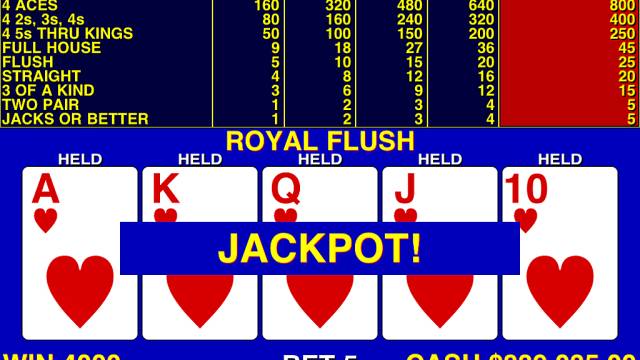 Die Chancen auf einen Royal Flush beim Video Poker