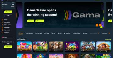 Gama Casino: Hauptseite