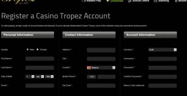 Tropez casino: Registrierung