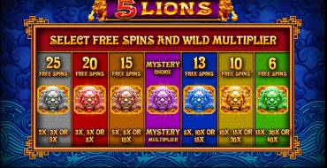 5 Lions: Bonus Spiele