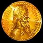 Streuung in Form einer Goldmünze mit dem Gesicht eines Ältesten Zeichen in Silk Road