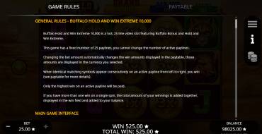 Buffalo Hold And Win Extreme 10000: Regeln