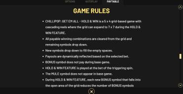 Chillipop: Get Em All — Hold&Win: Regeln