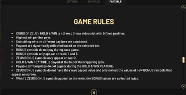 Coins of Zeus — Hold&Win: Regeln