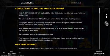 Crack the Bank Hold and Win: Regeln