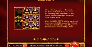 Hot Slot: Mystery Jackpot Joker: Freispiele und/oder Neudrehungen Werden