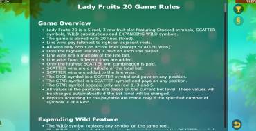 Lady Fruits 20: Regeln