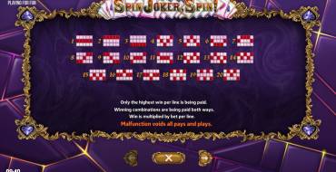 Spin Joker, Spin!: Spiel-Linien