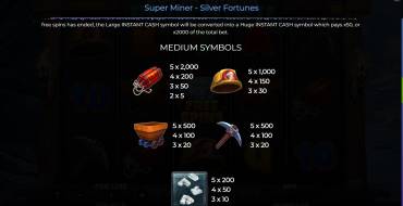 Super Miner – Silver Fortunes: Auszahlungstabelle