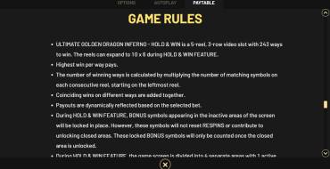 Ultimate Golden Dragon Inferno — Hold&Win: Regeln