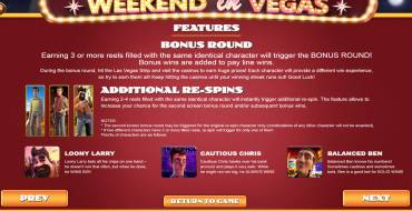 Weekend in Vegas: Bonus Spiele