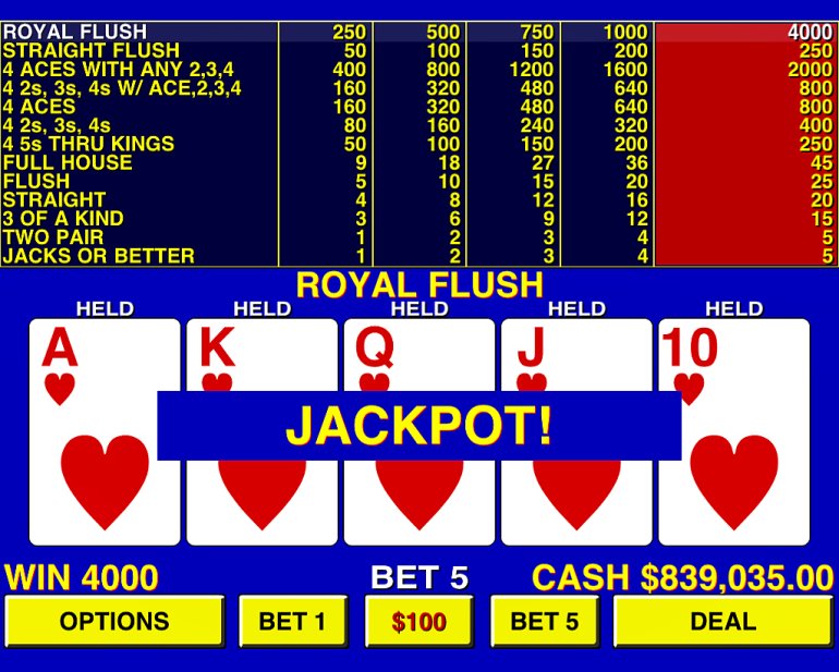 Royal Flush beim Video-Poker